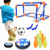 YCFUN 4-in-1 Foldable Soccer Set, Beginner Sports Soccer Game Hover Ball Outside Toys Gifts for Kids Boys Girls Children Ages 3+, Soccer Hockey Bowling Set